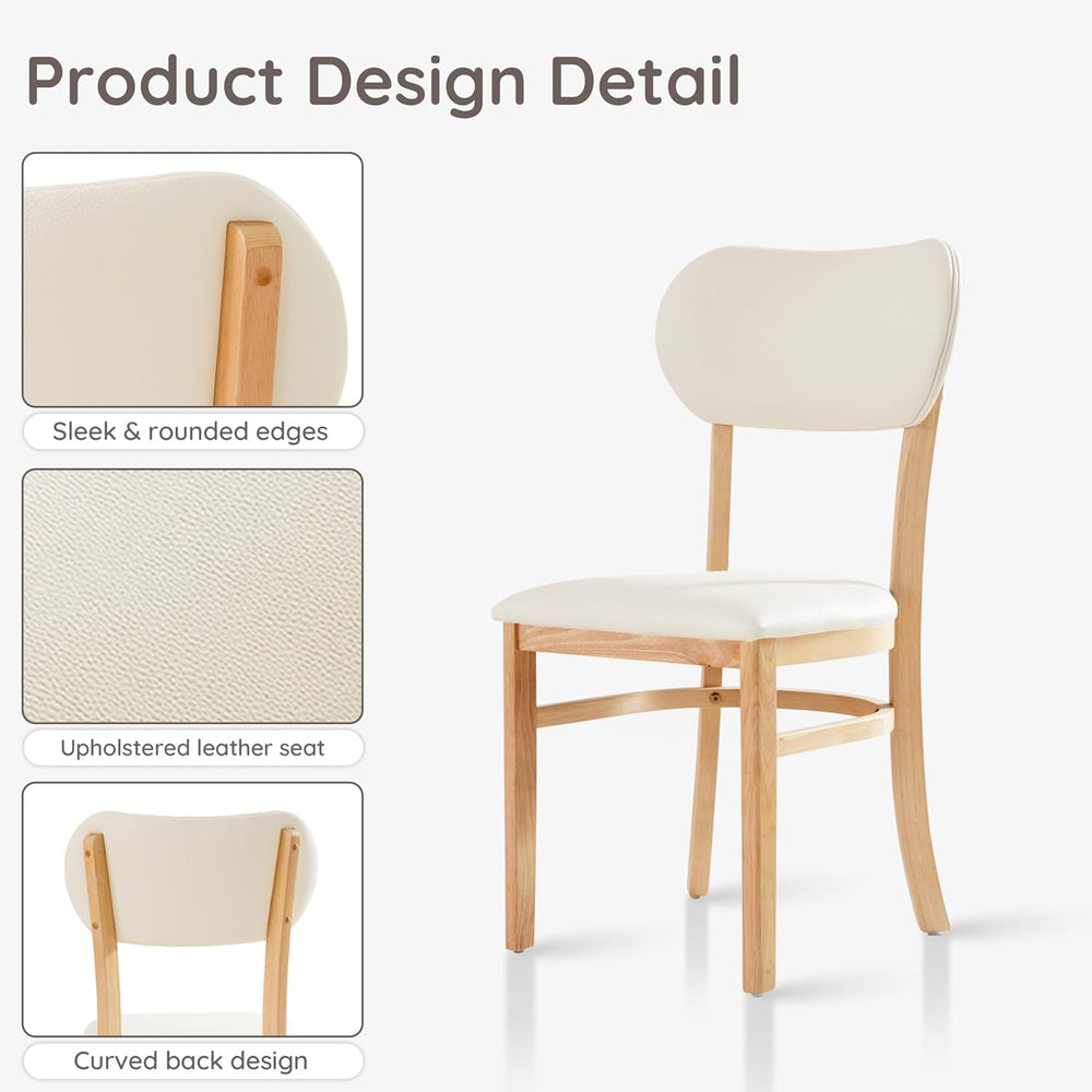 Livinia Tony Dining Chair Set of 2, Solid Malaysian Oak PU Leather Upholstere...