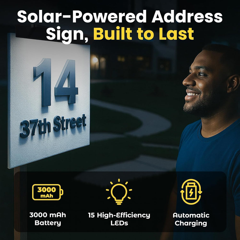 Brighticonics 2Pck Solar Address Sign Light – IP65 Waterproof Easy Install, A...