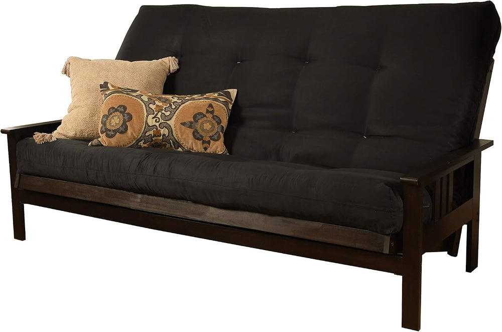 Kodiak Furniture Monterey Queen Futon Set in Espresso Finish, Suede Black