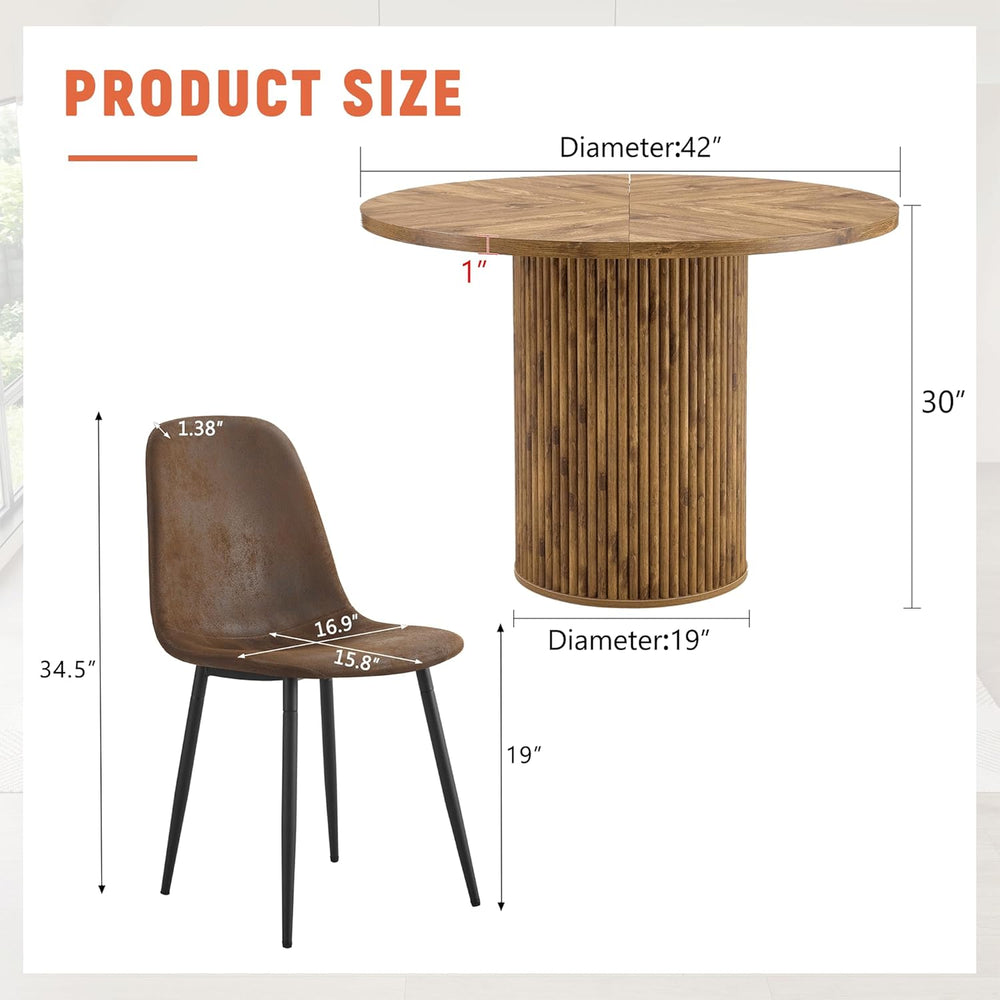 Table and Chairs Set of 6, Round Dining Room Sets for 6, 42 Inch Storage Tabl...