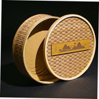 IMIKEYA Bamboo Tea Box Woven Design Tea Cake Storage Container for Home and Office Organization