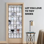 35Large Pockets Over The Door Shoe Organizer, Mesh Pockets Shoe Holder Rack, Capacity hanging shoe organizer，door shoe rack With 4 Metal Hook.