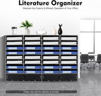Adjustable Literature Organizer, 32 Compartments Mail Sorter Organizer with 2 Drawers, PVC Desktop File Sorter, Classroom Mailbox Office Mailbox Cubbies for Office, Home, Study Room Black