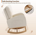 GarveeHome Nursery Rocking Chair, Teddy Fleece Upholstery, Sturdy Wooden Legs & High Backrest, Comfortable Glider Rocking Chair for Living Room or Bedroom, White