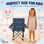 Emily Rose Playful Dinosaurs Kids Folding Camp Chair - Lightweight Portable Toddler Beach Chair Ages 2-7 with Safety Lock Cup Holder Carry Case 125 lb Capacity for Boys Girls Indoor Outdoor Adventures