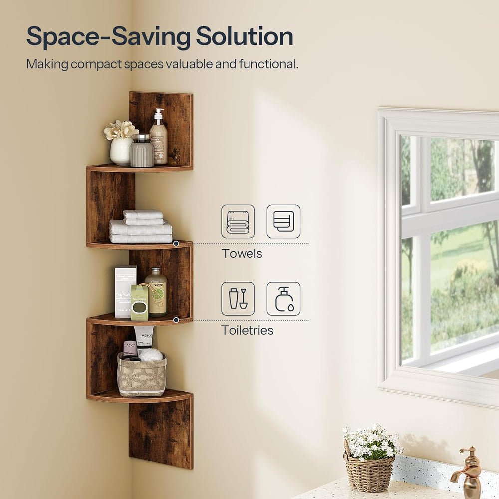HOOBRO Corner Shelf Wall-Mounted, Set of 2 Floating Corner Shelves for Wall, ...