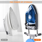 Ironing Board Hanger Wall Mount Ironing Holder Heat Resistant Iron Hanger with Iron Board Rack for Max 5 Inch Width (Black)