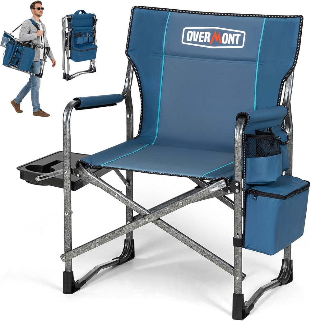 Overmont Folding Camping Chair with Side Table, Cooler Bag, 400 lb Capacity |...