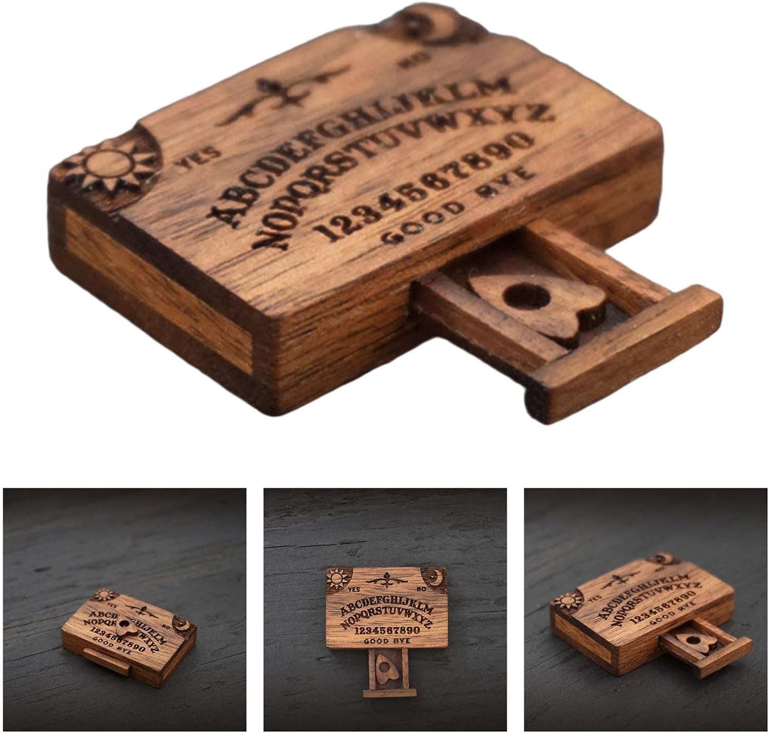 Elegant Wooden Talking Board with Detailed Engravings and Builts in Love Drawer Enhances Living Space Ambiances