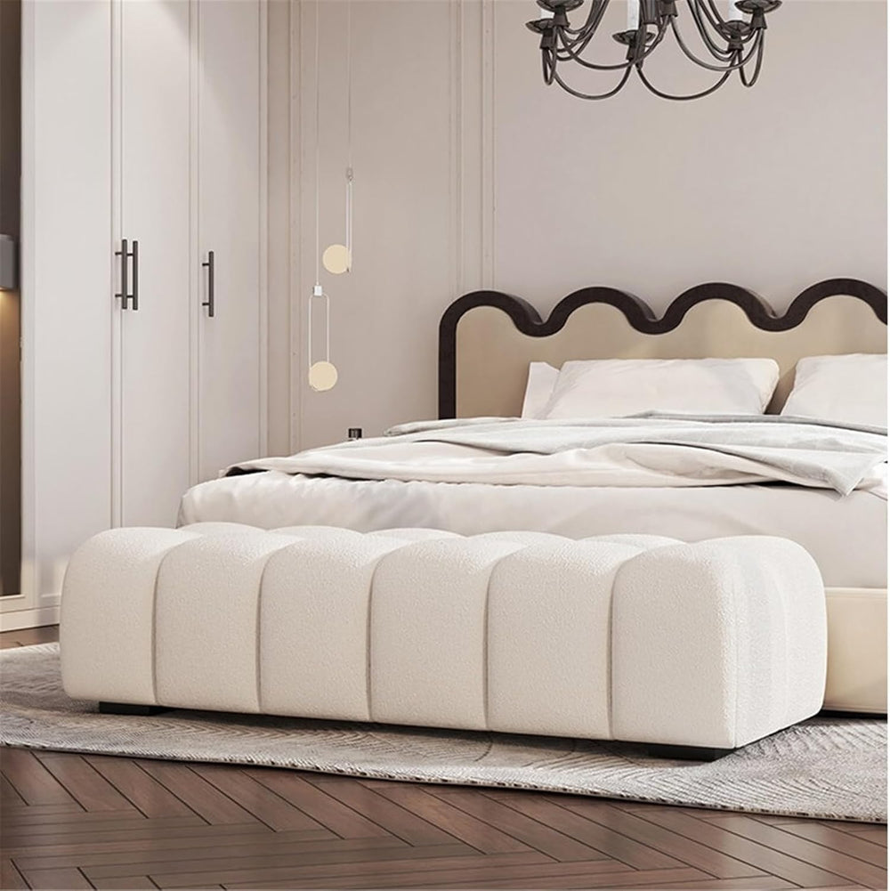 Modern Fabric Bed end Bench Long Bedroom Dressing Room Sofa Entryway(XS)