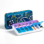 Weekly 7 Day Pill Organizer Case 2 Times a Day (AM/PM), Large Portable Pill Box 7 Day for Vitamin Medicine, Pill Case with Quilted Fabric Zipper Cute Bag for Travel or Daily