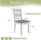 Dining Chairs Set of 6, Solid Wood Farmhouse Chairs with High Cross Back and Upholstered Seat, Easy Assembly for Indoor Home, Dinner, Kitchen, Grey