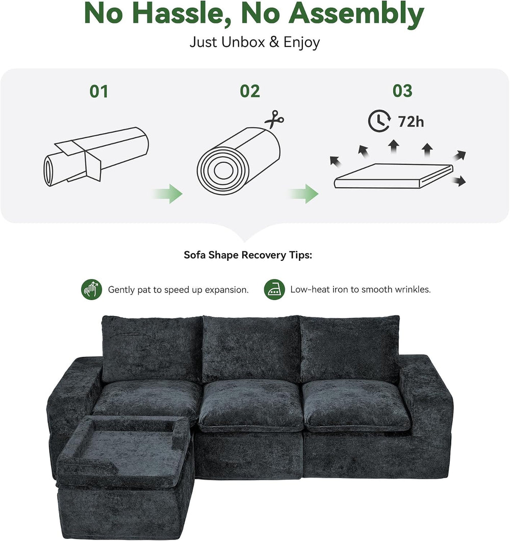 MONVANE 102" Modular Sectional Sofa, Oversized 4 Seat Convertible L Shap...