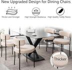 Boucle Dining Chairs Set of 6, Upholstered Dining Room Chairs with Black Metal Legs, Modern Dining Chair for Dining Room, Kitchen (Beige)