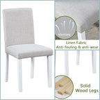 Dining Table Set for 4, 5-Piece Kitchen Table & Chairs Set with Versatile Square Table & 4 Upholstered Chairs, 34.5'' Dinner Set with Crystal Decorations & Wood Grain Design, Light White