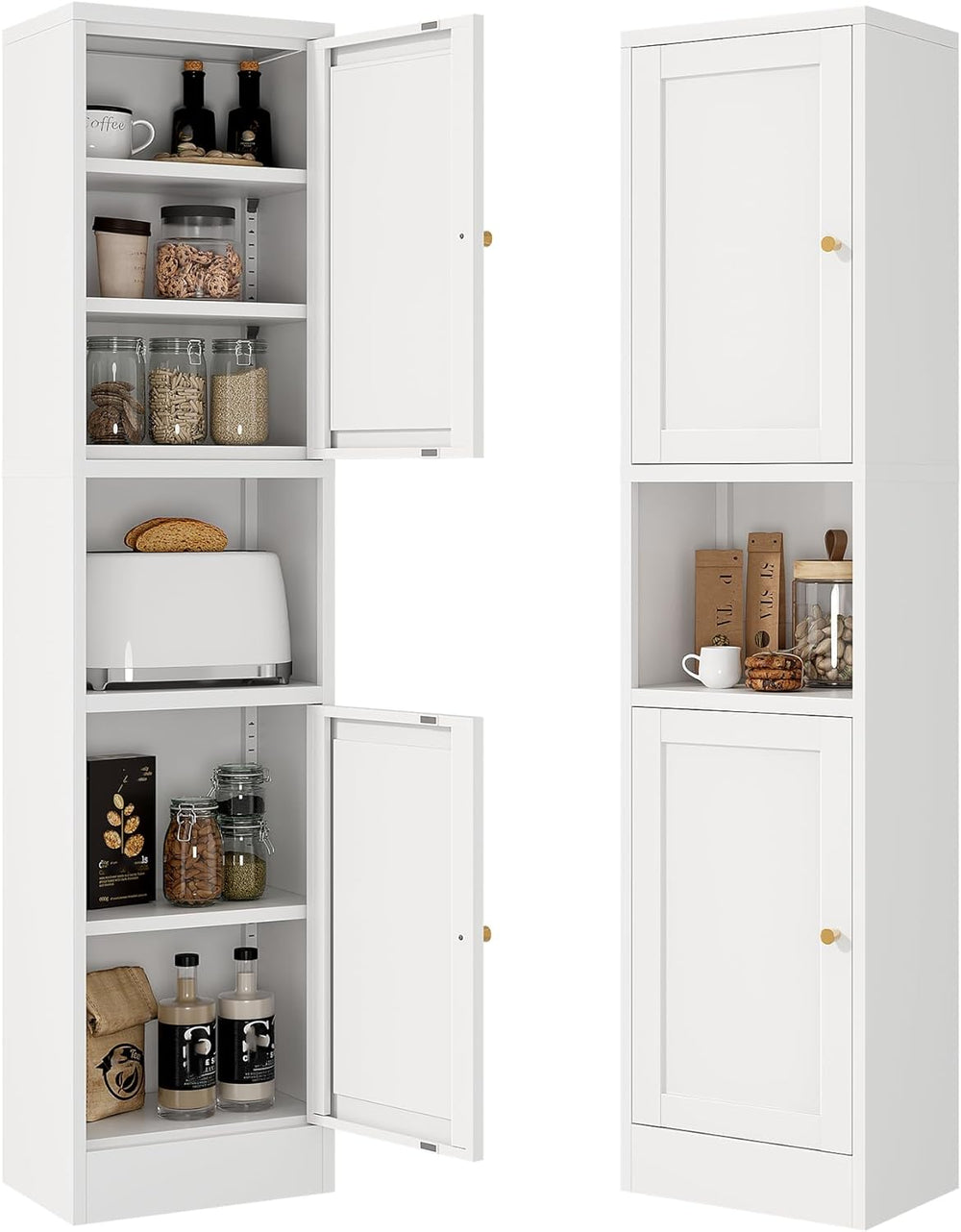 Bevivog Slim Kitchen Pantry Cabinet for Small Space, 67" Tall Narrow Sto...