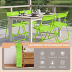 Karl home 4 PCS Plastic Folding Chair, Lightweight Foldable Chair, Green | 300LBS Capacity, Reinforced Metal Frame, for Events Office Wedding Party Picnic Kitchen Dining