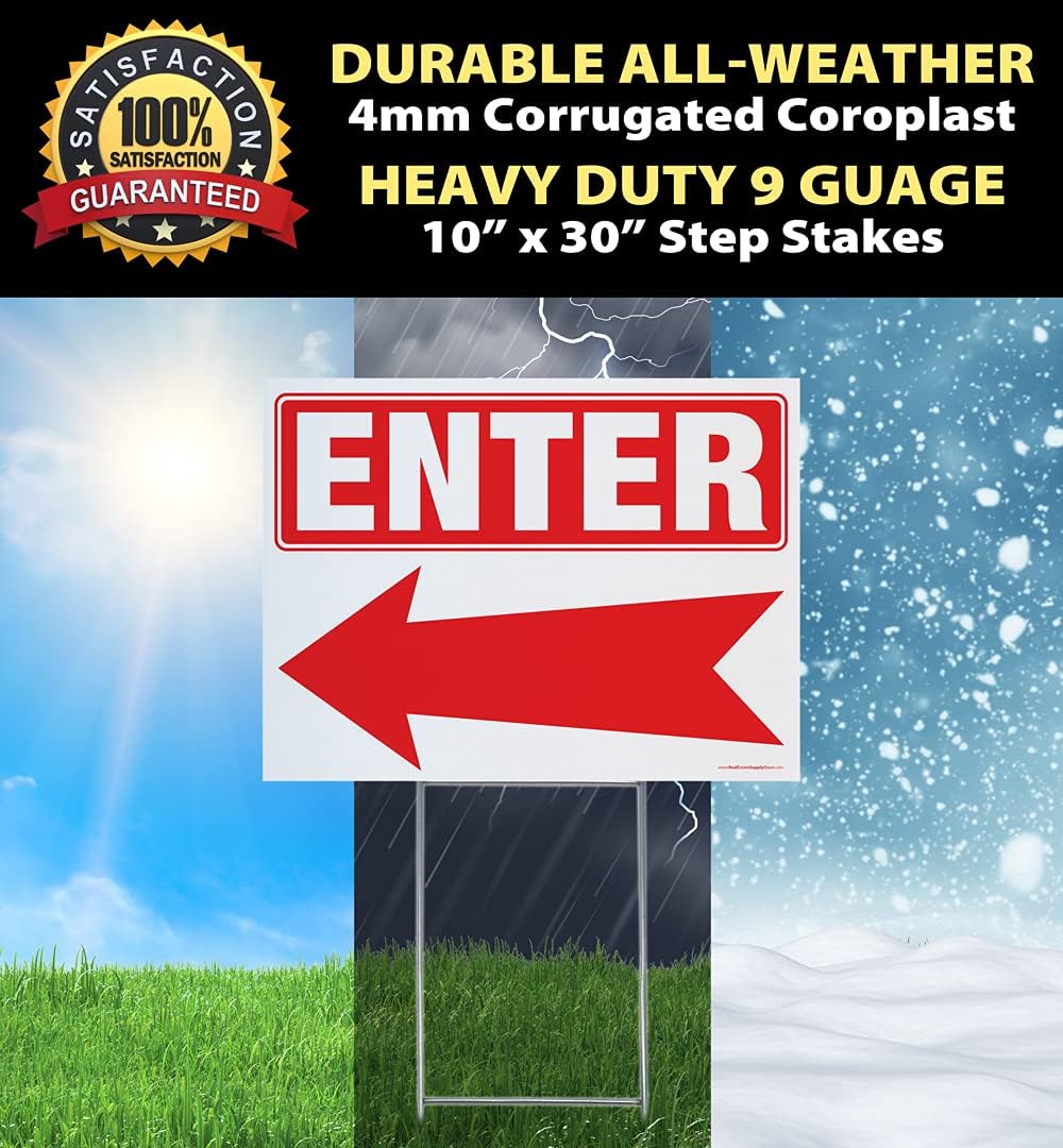Enter Arrow Yard Signs Complete Kit Includes 5 Signs & 5 Sturdy Sign Stak...