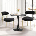 3-Pieces 31.5" Round Dining Table Set for 2, Black Dining Table & Boucle Upholstered Dining Chairs Set of 2 for Kitchen Dining Room Apartment Small Space(Black Gold Leg Chairs)