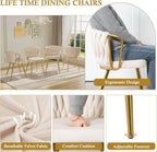 39'' Round Glass Dining Table Set for 4, 5-Piece Modern Dining Room Table Set, Circle Kitchen Table Set with 4 Beige Velvet Dining Chairs for Dining Room Cafe & Breakfast Nook, Gold Base