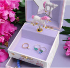 Jewelkeeper Jewelry Box for Girls with 1 Drawer - Unicorn Musical Jewelry Box, Beautiful Dreamer Tune, Spinning Unicorn Doll, Little Girl Music Box, Gifts for 5 Year Old Girls, Engineered Wood