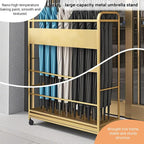 Entryway Movable Commercial Umbrella Stand Large Capacity Metal Umbrellas Holder Heavy Duty Umbrella Frame with Removable Drip Tray & Wheels for Home, Hotel, Office.(Gold,100x20x70CM/39.4x7.9x27.6IN)