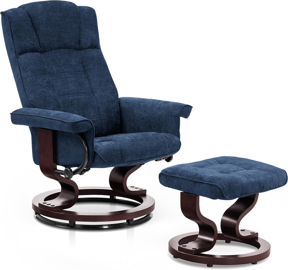 MCombo Manual Swivel Recliner with Ottoman, Chair Ottoman Set for RV Small Sp...
