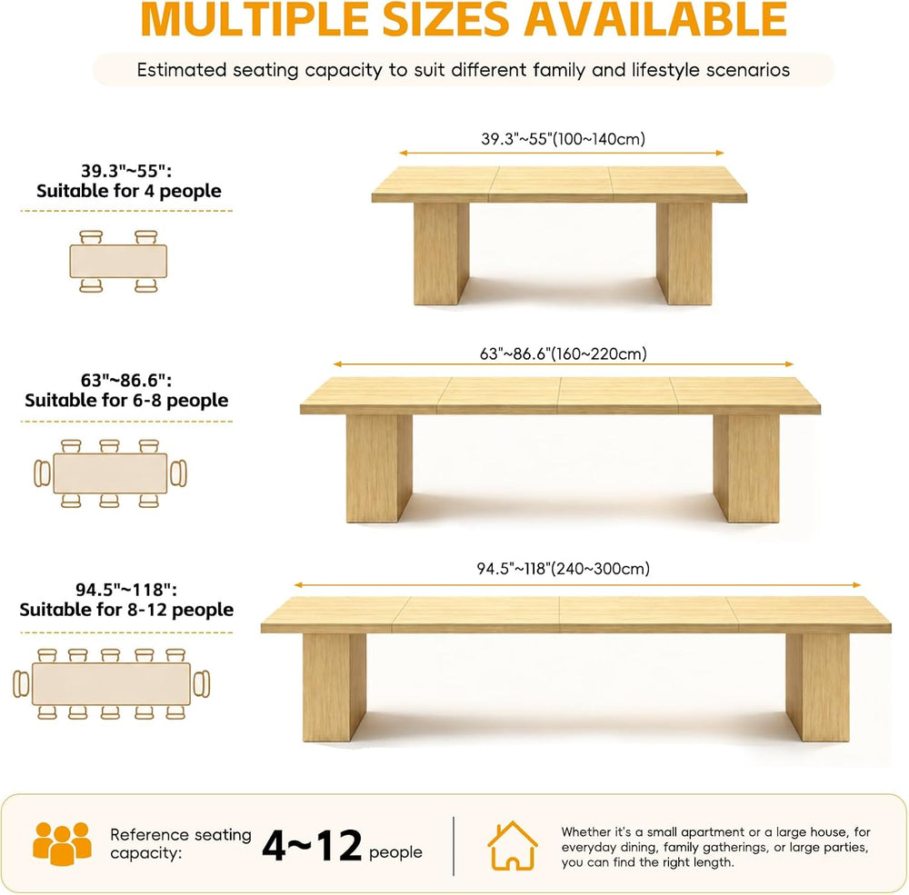 Dining Table for 4-12 People, Modern Wood Kitchen Table with Storage Cabinets...