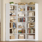 IRONCK Corner Bookshelf, 7-Tier Bookshelf with Storage, Corner Bookcases with Baffles Etagere Shelf for Living Room Home Office Bedroom, White