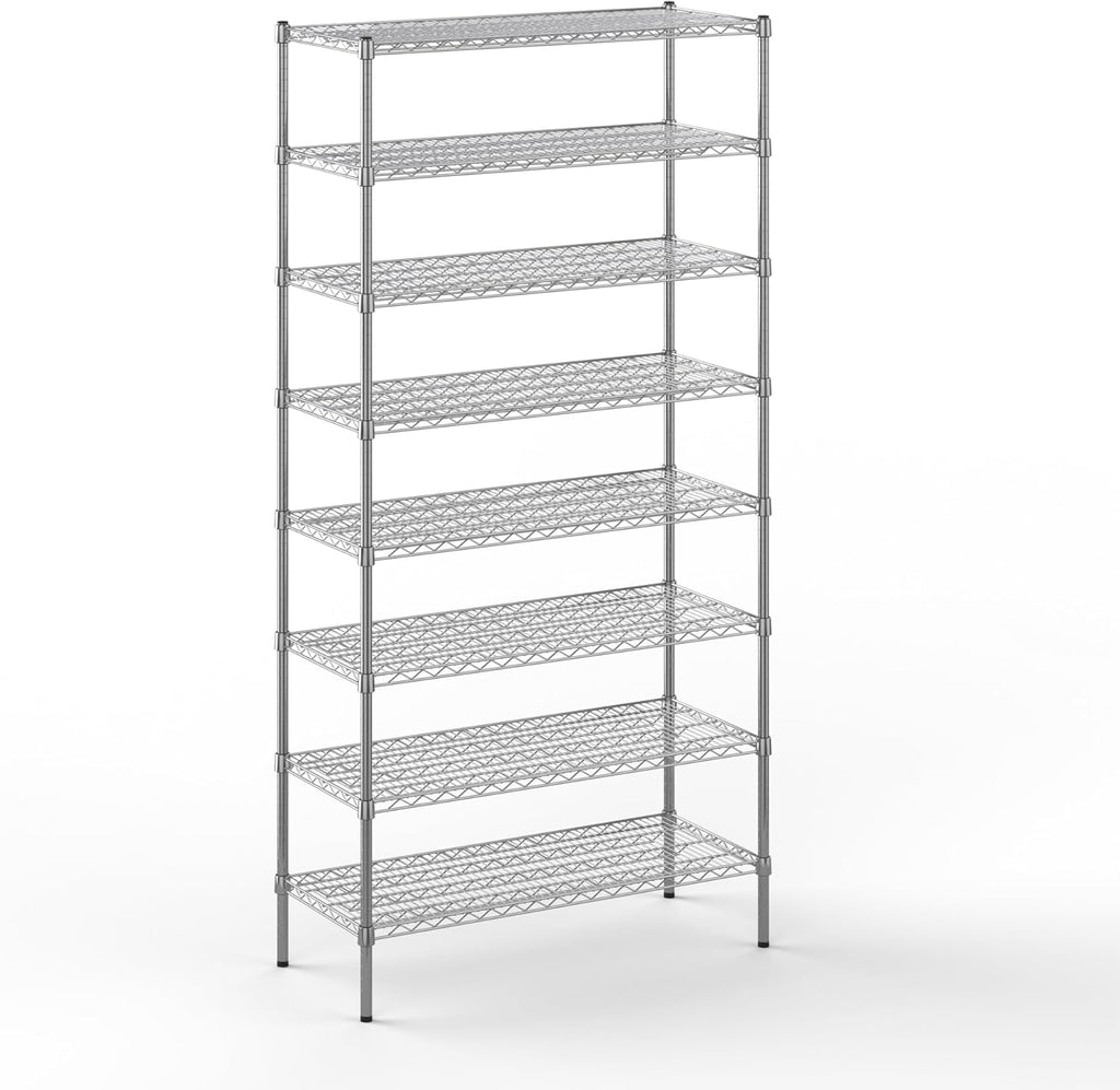 18" Deep x 42" Wide x 86" Height Wire Shelving Kit | 8-Tier | NSF Commercial Storage Rack Unit