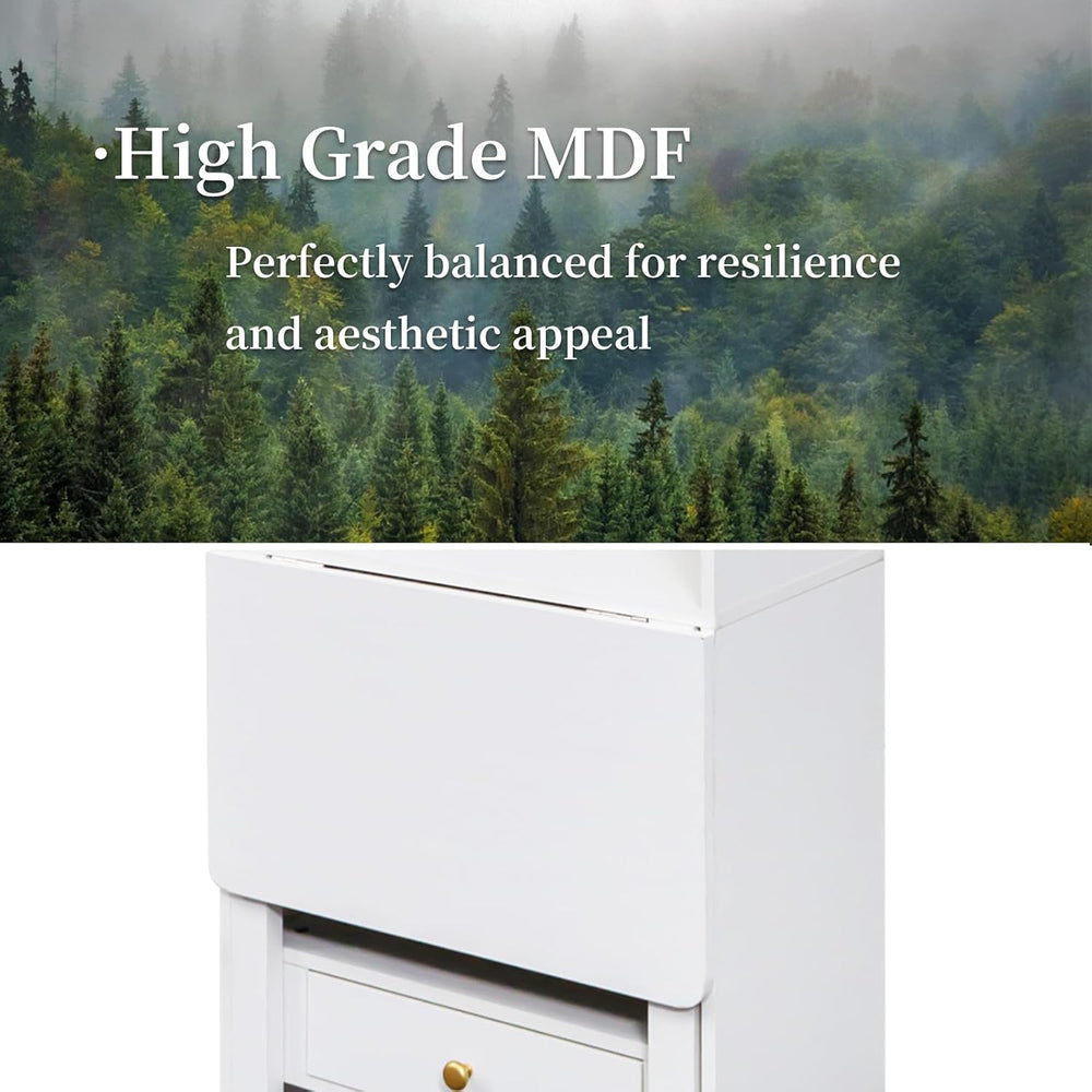 JOYSOURCE 71'' Bedside Table Tall Freestanding Bookshelf with Convert...