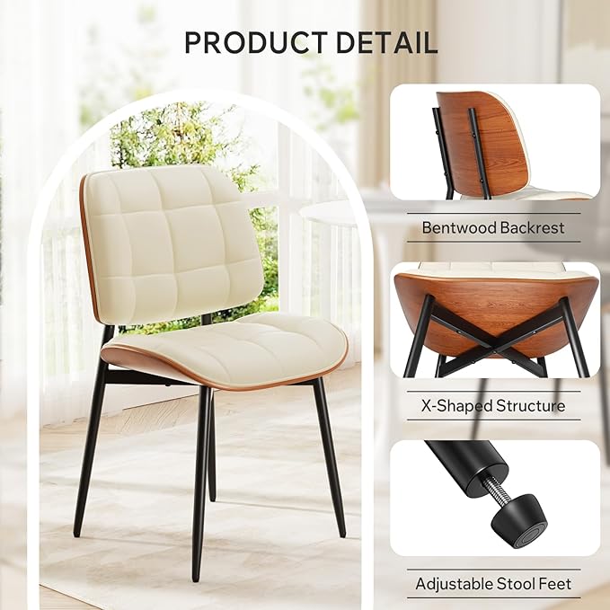 Dining Chair, Mid Century Modern Dining Room Chair with Thick Cushion, Uphols...