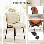 Dining Chairs Set of 6, Mid Century Modern Dining Room Chair with Thick Cushion, Upholstered Faux Leather Kitchen Chairs with Walnut Bentwood Back for Kitchen Dining Room, Beige