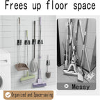 Broom Holder Wall Mount 25 Pack Broom and Mop Organizer Wall Hanging Clamp Clip Hanger Stainless Steel Gripper Mounted Utility Rack with Installation Screws Self Adhesive for Shovel Handle Black