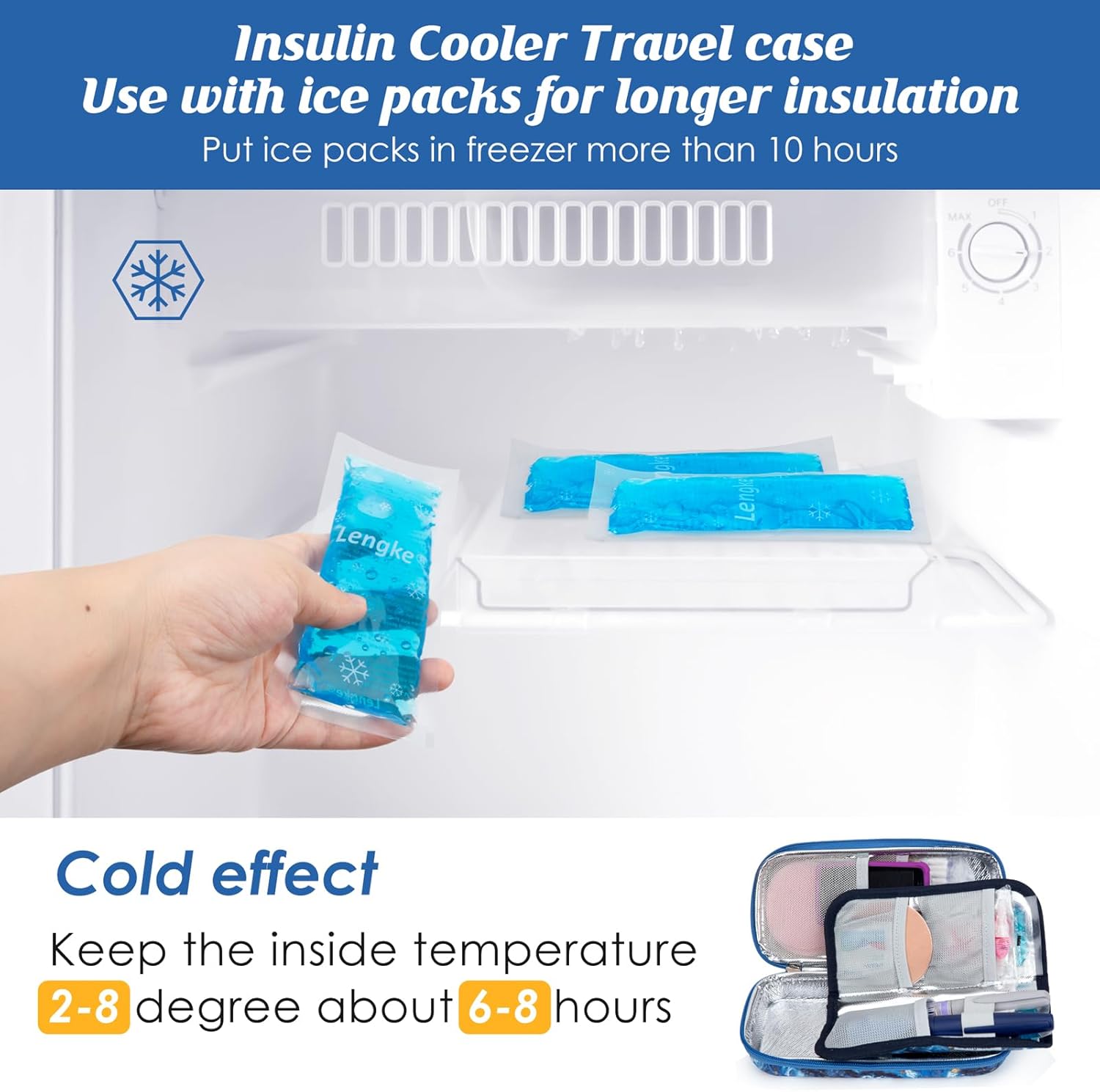 YOUSHARES Insulin Cooler Travel Case - Diabetic Insulated Organizer Portable Cooling Bag for Medication Cooling Insulation, Insulin Pen Case with 2 TSA Approved Cooler Ice Pack (Quicksand Gold)