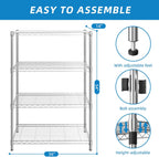 4-Shelf Adjustable Metal Shelf Wire Shelving Unit Storage Rack Display Shelf for Office,Kitchen,Bedroom,Bathroom,Laundry,Pantry Basement,Garage(Chrome,36" L x 14" W x 54" H)
