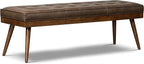 POLY & BARK Napa Luca Leather Bench in Cocoa Brown
