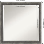 Amanti Art Grey Wall Mirror 22x22 Burnished Concrete Narrow Square Bathroom Mirror for Wall Decor Living Room, Medium Modern Contemporary Wood Frame, Hangs Horizonally and Vertically, Bathroom Decor