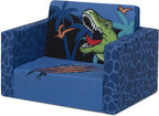 Delta Children Cozee Kids Couch 2-Seater Kids Sofa, Convertible 2-in-1 Flip Open Toddler Couch Sleeper, Foam Chair for Playroom & Bedroom, Bed Lounger, Comfy Play Sleeping Lounge Chair, Dinosaur