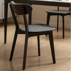 100% Solid Wood Dining Chairs,Mid Century Modern Dining Chairs with Rounded Backrest,Kitchen,Dining Room Chairs Set of 1/2/4 (2, Black Color)