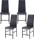 PU Dining Chairs Set of 4, Modern Kitchen & Dining Room Chairs Faux Leather Upholstered Dinner Chairs with Metal Legs for Small Space (Black, Crossbar)