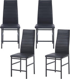 PU Dining Chairs Set of 4, Modern Kitchen & Dining Room Chairs Faux Leather Upholstered Dinner Chairs with Metal Legs for Small Space (Black, Crossbar)