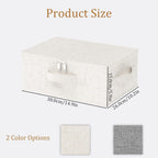 Underbed Storage Box with Lid, Foldable Clothes Organizers, Home Organising Baskets for Clothes, Shoes, Blankets, Pillows, 14.9x10.2x5.9Inches, Beige, 2 Pack