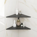 FerdY 2-Pack 10" Matte Black Recessed Corner Shower Shelf, for Tiled Bathroom Walls, 304 Stainless Steel Floating Shelf, Shower Caddy Storage Shelves, No Drilling Required, Point Triangle