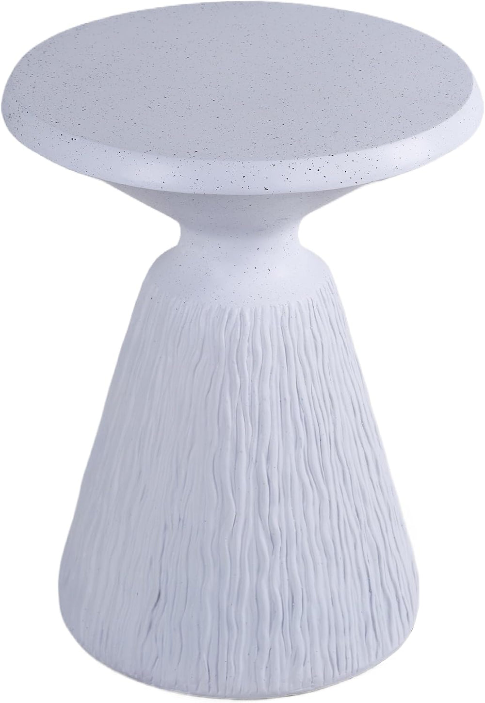 IRONORA Textured Concrete Accent Side Table, Hourglass Shaped Round Outdoor E...