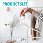 Premium Velvet Shirt Hangers 50 Pack, Non-Slip 360° Swivel Hook Slim Felt Hanger, Space Saving Flocked Hangers for Tank Tops, Blouses, Strappy Dresses(White)