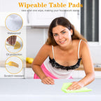 Table Pad Protector with Flannel Backing Cut to Fit Waterproof Heat Resistant Heavy-Duty Reusable Table Cloth 54" x 72" Rectangle Vinyl Table Padding Under Tablecloth