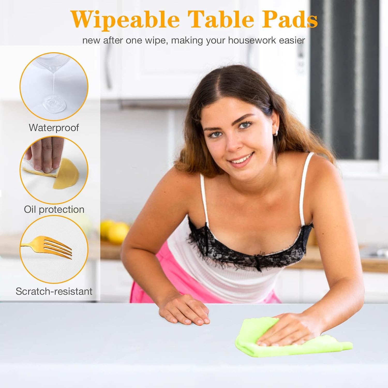 Table Pad Protector with Flannel Backing Cut to Fit Waterproof Heat Resistant Heavy-Duty Reusable Table Cloth 54" x 72" Rectangle Vinyl Table Padding Under Tablecloth