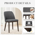 COLAMY Upholstered Dining Chairs Set of 6, Modern Kitchen Chairs with Back, Wood Side Dining Room Chairs for Kitchen, Dining Room, Restaurant, Light Grey