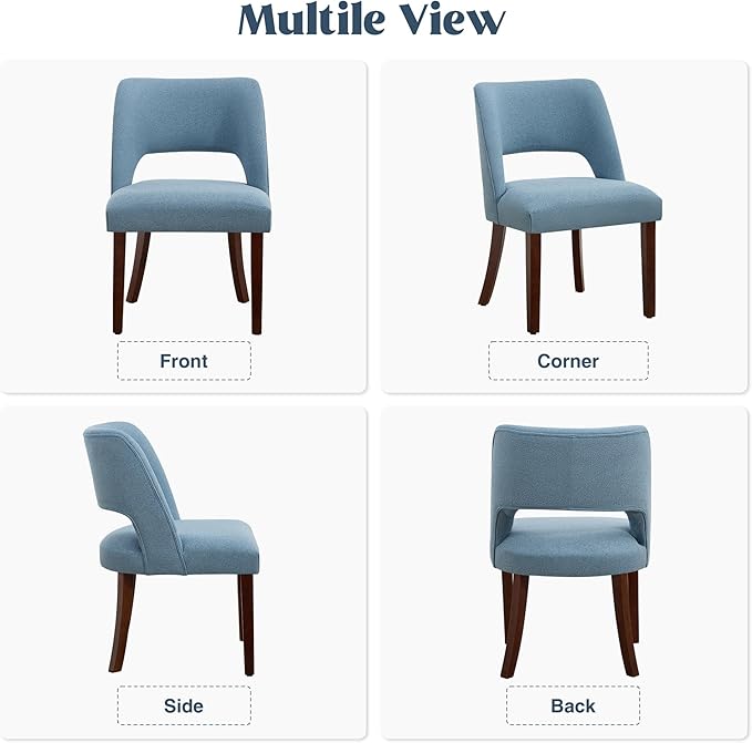 Dining Chair Set of 1,Modern Dining Room Chairs with Thick Cushions,Upholstered Linen Fabric Kitchen Chairs for Kitchen Dining Room LIGHTBLUE